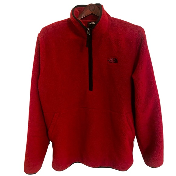 The North Face Windwall Quarter Zip Red Fleece Jacket Coat Mens Large - Picture 1 of 8